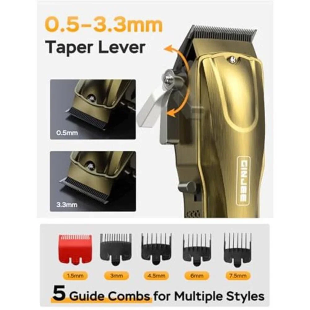 Men's Hair Clipper Cordless & Corded Barber Clipper with 5Hrs Runtime